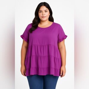 NWT Purple Ruffle Sleeve Women's Top